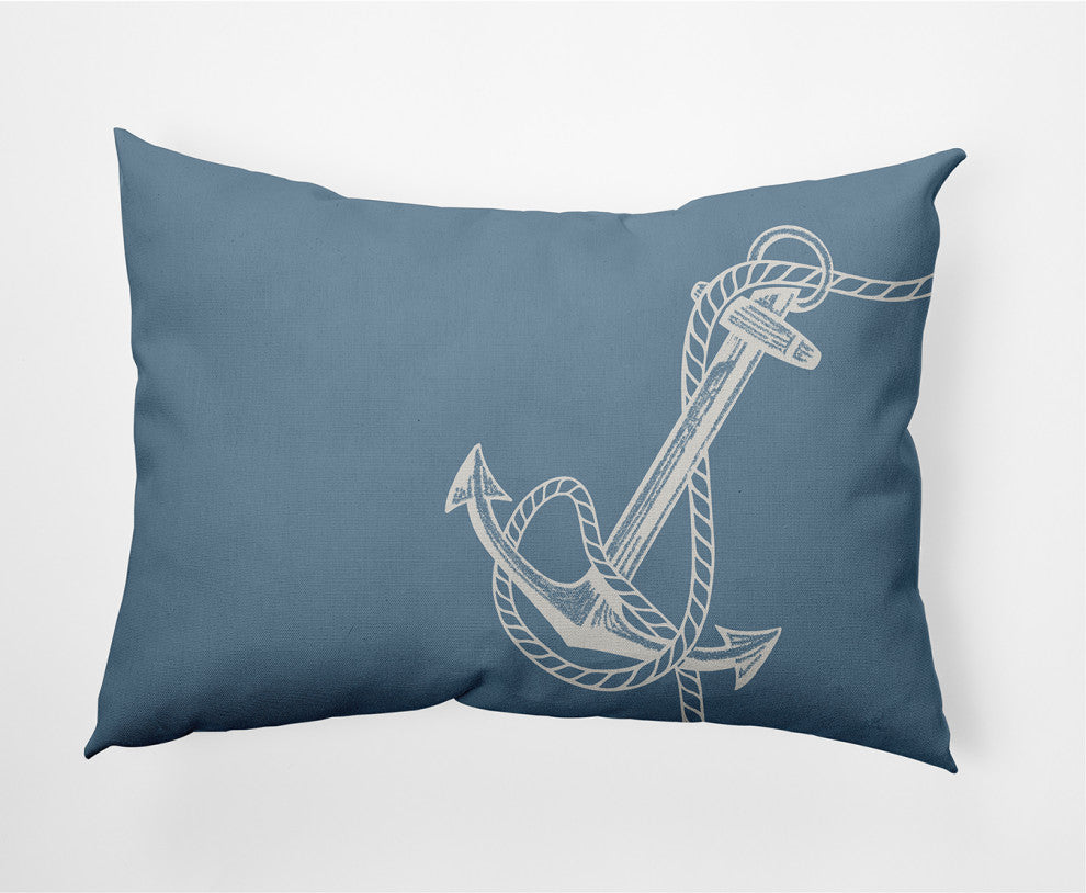 14x20" Anchored Nautical Decorative Indoor Pillow, Dusty Smoke
