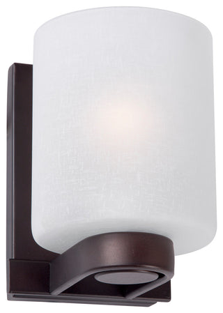 1 Light Wall Bracket, Antique Bronze, White Linen Glass