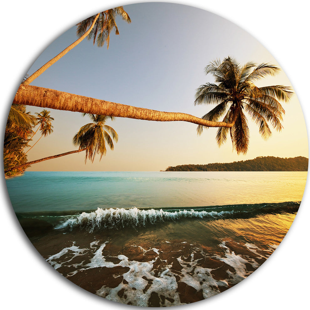 Andaman Sea Coconut Palms, Seashore Round Wall Art, 36"
