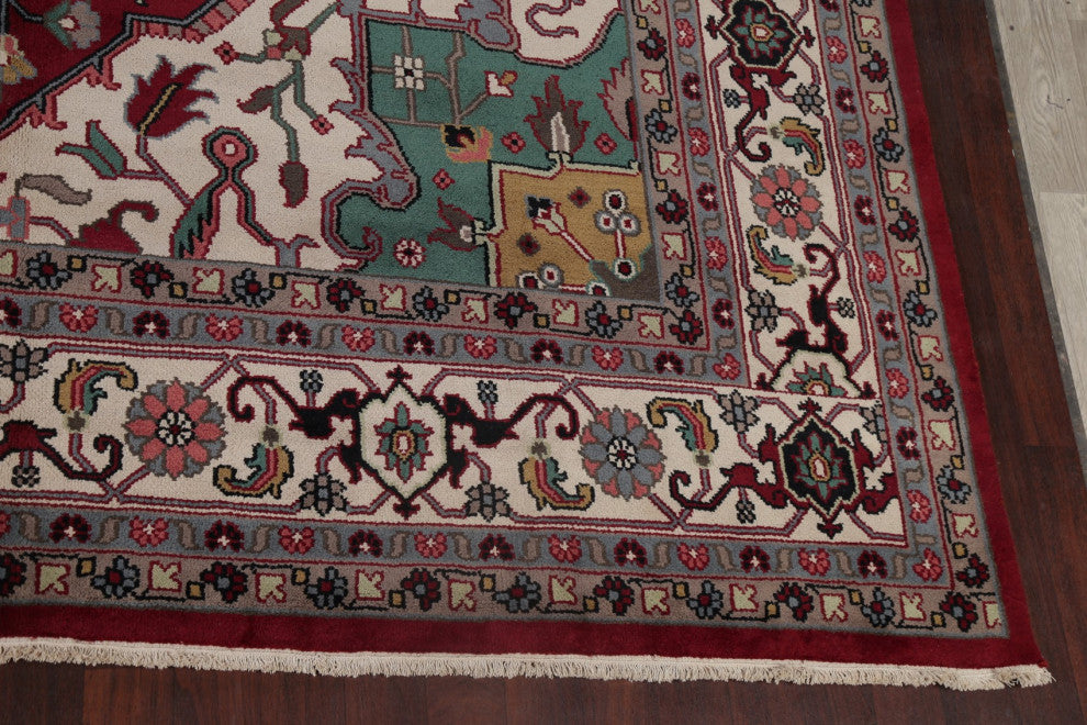 Heriz Oriental Traditional Area Rug Carpet Handmade Indian, Red, 17'4"x11'10
