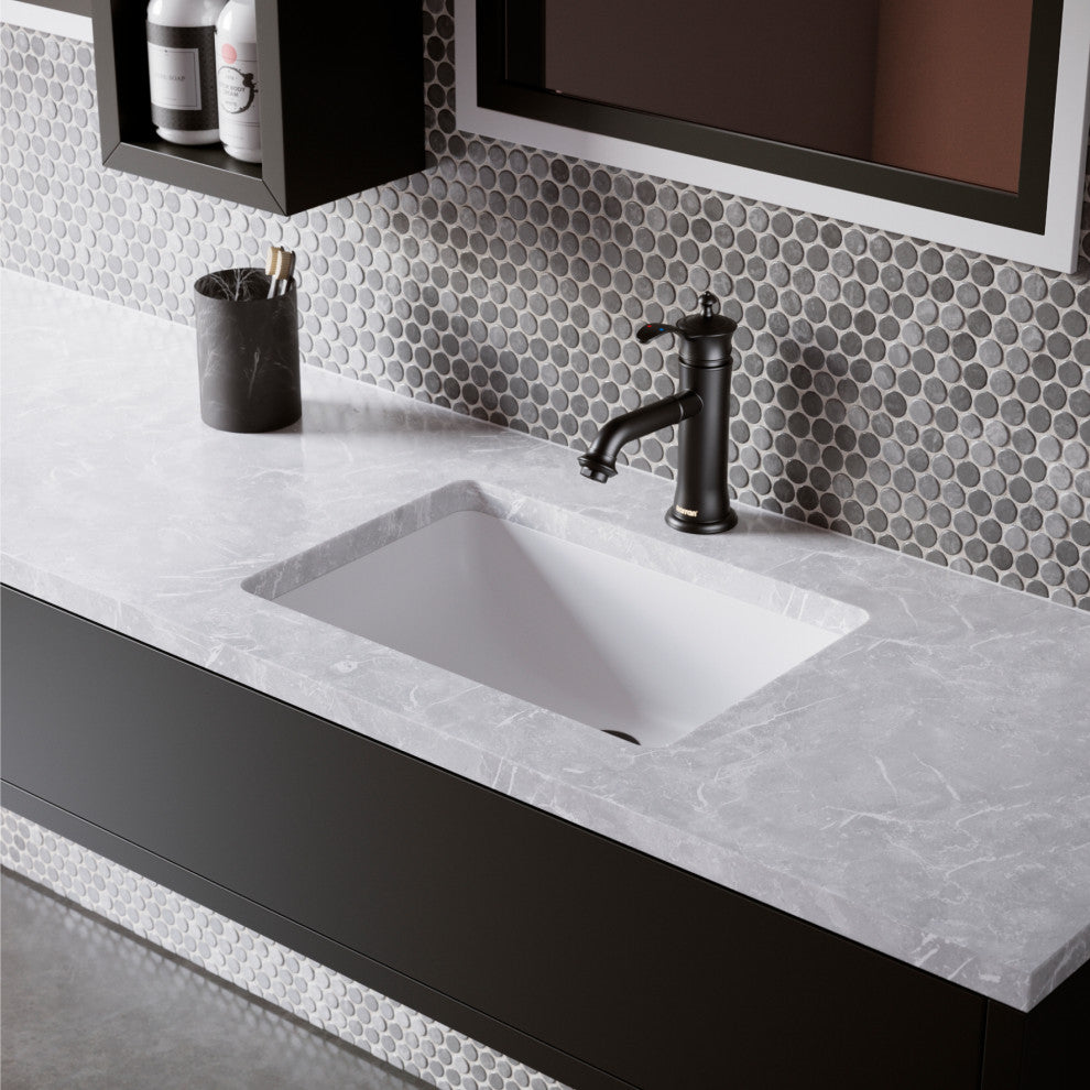 Karran 1-Handle 1-Hole Bathroom Faucet With Pop-up Drain, Matte Black