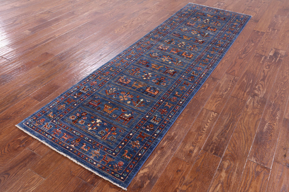 2' 9" X 9' 1" Hand Knotted Tribal Persian Gabbeh Runner Rug Q5460