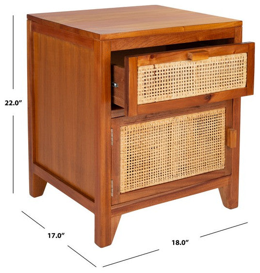 Safavieh Devon 1 Drawer 1 Door Nightstand, Natural