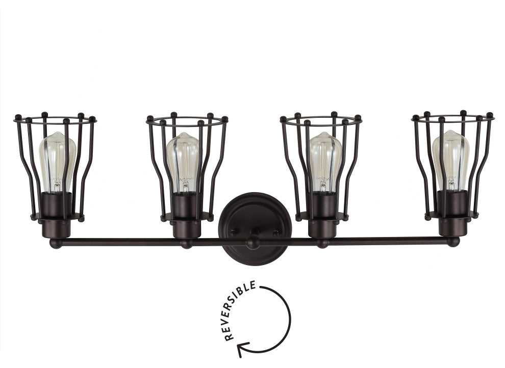 Evelyn Metal Vanity Light, Oil Rubbed Bronze, 4-Light