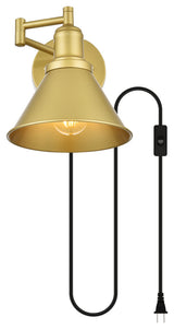1 Light Brass Swing Arm Plug, Wall Sconce