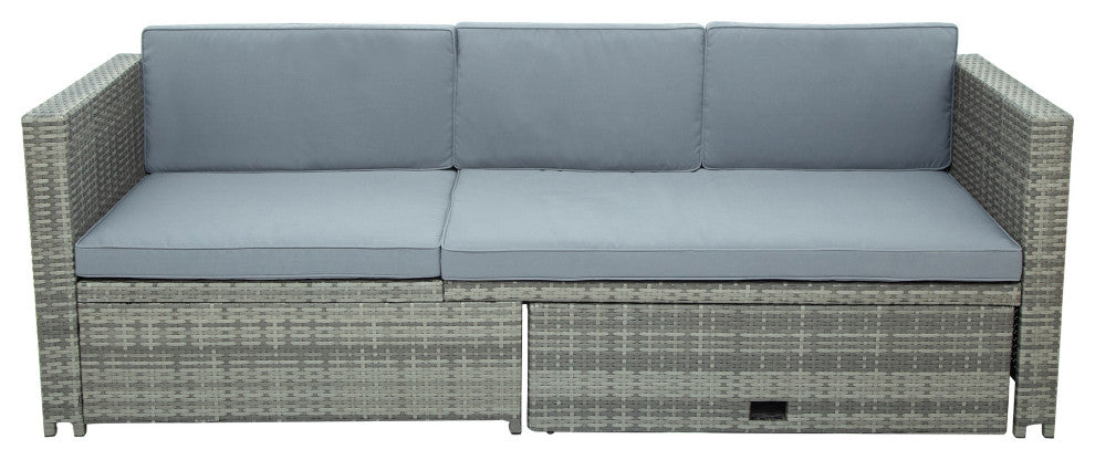 4 Pieces Outdoor Rattan Patio Sectional Sofa Set With Retractable Table