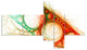 Red Green Metal Constructions, Abstract Canvas art print, 60"x32", 5 panels