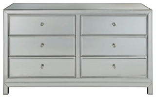 Elegant Decor Reflexion 6 Drawer 60" Mirrored Dressser in Antique Silver