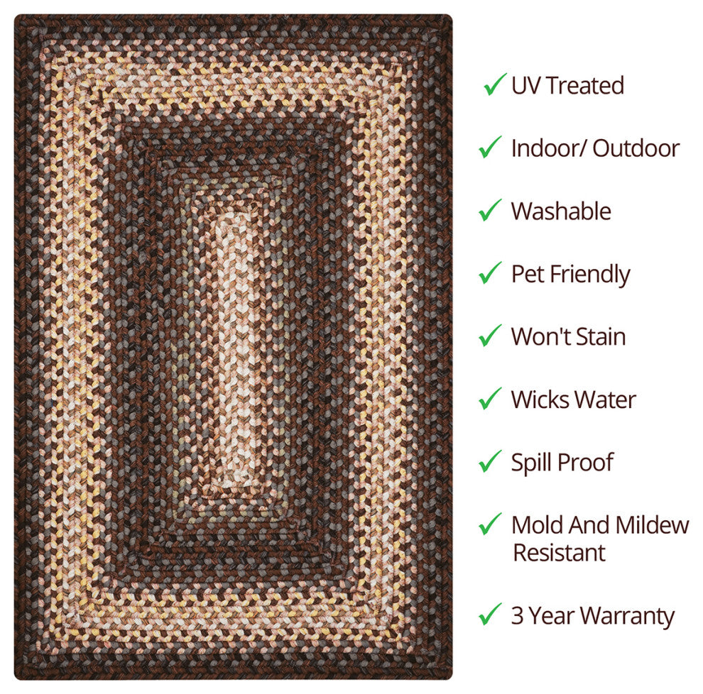 Homespice Decor Driftwood Indoor/Outdoor Braided Rug 20"x30" Rectangular