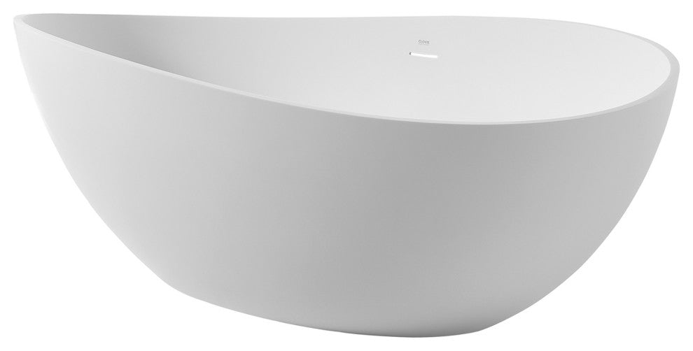 Vanity Art 63"x37" White Stone Freestanding Soaking Bathtub