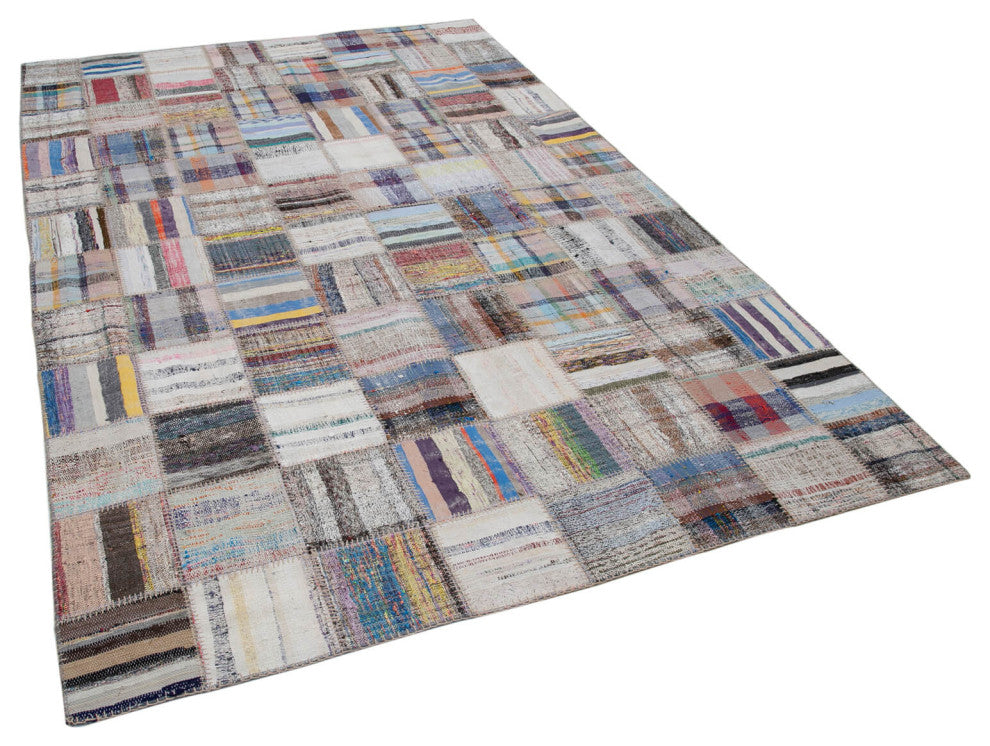 Rug N Carpet - Handmade Turkish 6' 5'' x 9' 9'' Contemporary Patchwork Kilim Rug