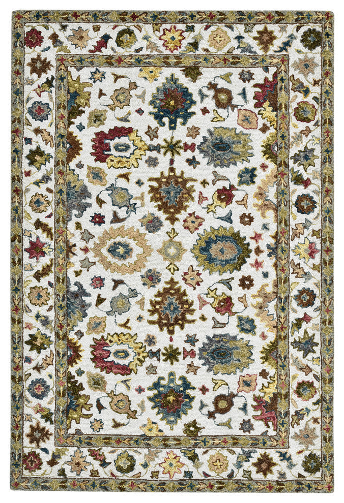 Jackson Traditional Ivory Hand-Hooked Area Rug 5' x 7'6"