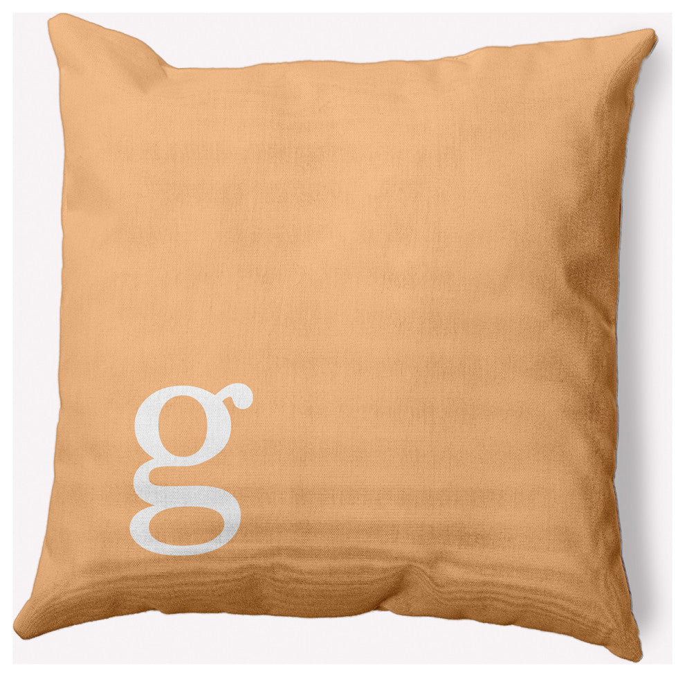18" x 18" Modern Monogram Indoor/Outdoor Polyester Throw Pillow, Pale Gold