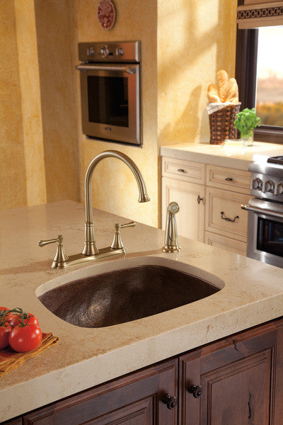 Delta Cassidy Two Handle Kitchen Faucet With Spray, Champagne Bronze, 2497LF-CZ