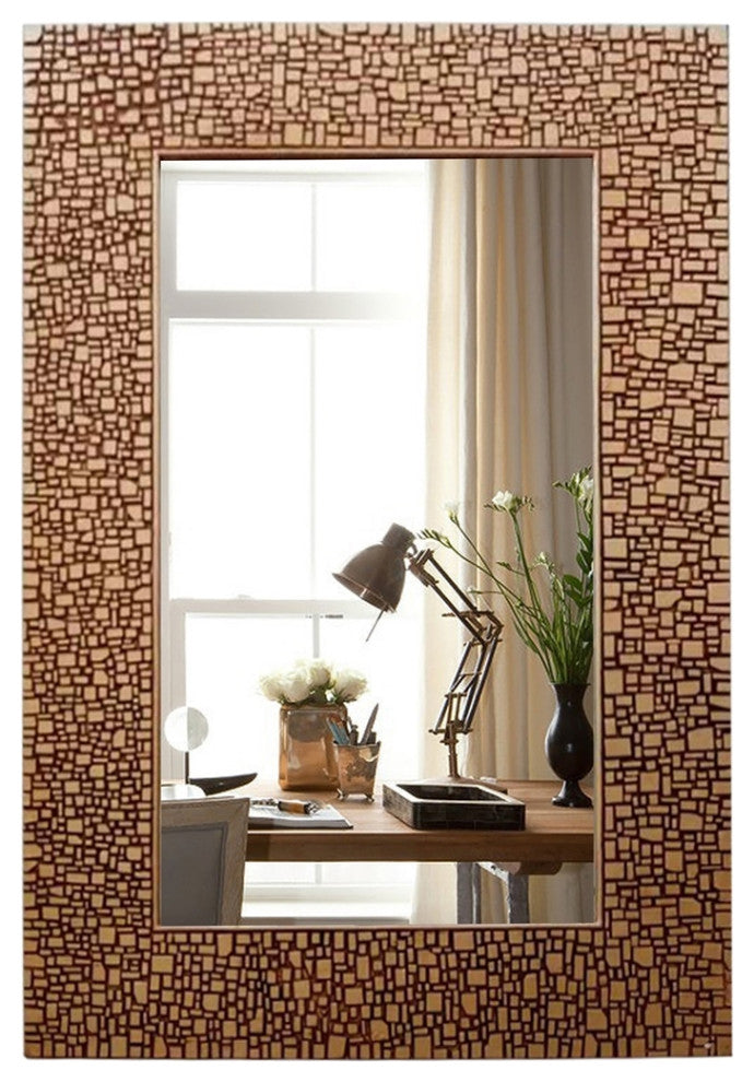 CHLOE Reflection CH8M012GZ36-VRT Rectangle Antique Mirror Golden Finish 36``