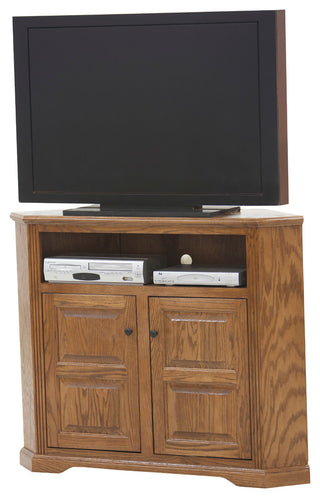 Oak Ridge, Tall 50" Wide Corner TV Console, Yellow Oak