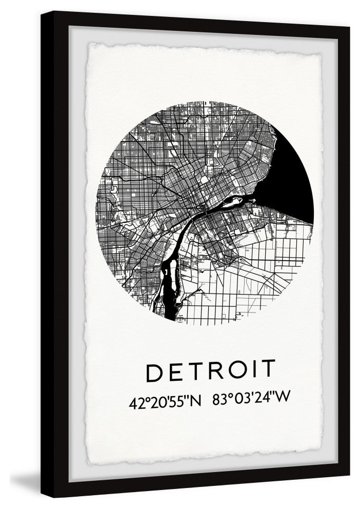 "Detroit Coordinates" Framed Painting Print, 20x30