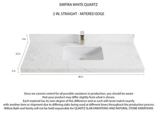 Elizabeth 48 Single Sink Bath Vanity in Dark Walnut Teak 2" Empira Quartz