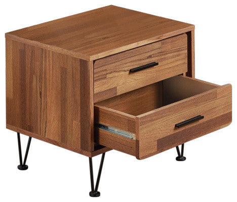 Benzara BM154627 Contemporary 2 Drawers Wood Nightstand, Brown