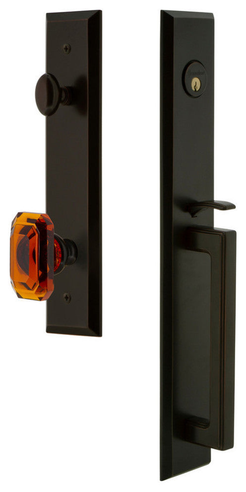 Fifth Avenue 1-Piece Dummy Handleset, D Grip and Baguette Amber Knob, 849262
