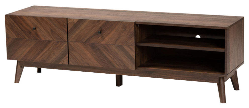 Hugo Mid-Century TV Stand, Walnut Brown