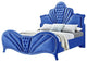 Manchester York Style Headboard Platform Bed, Blue Velvet, King