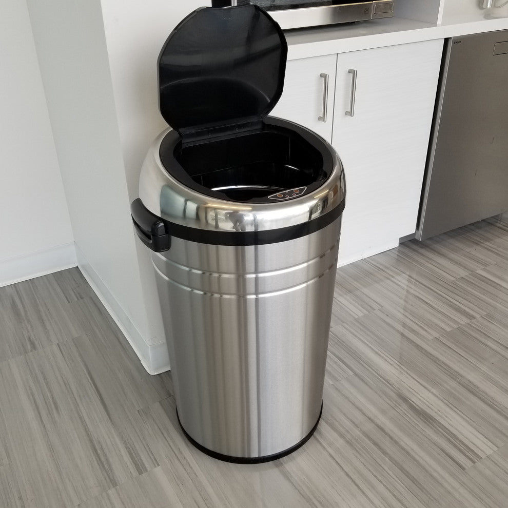 iTouchless Sensor Trash Can with Odor Control System and Wheels, 18 Gallon