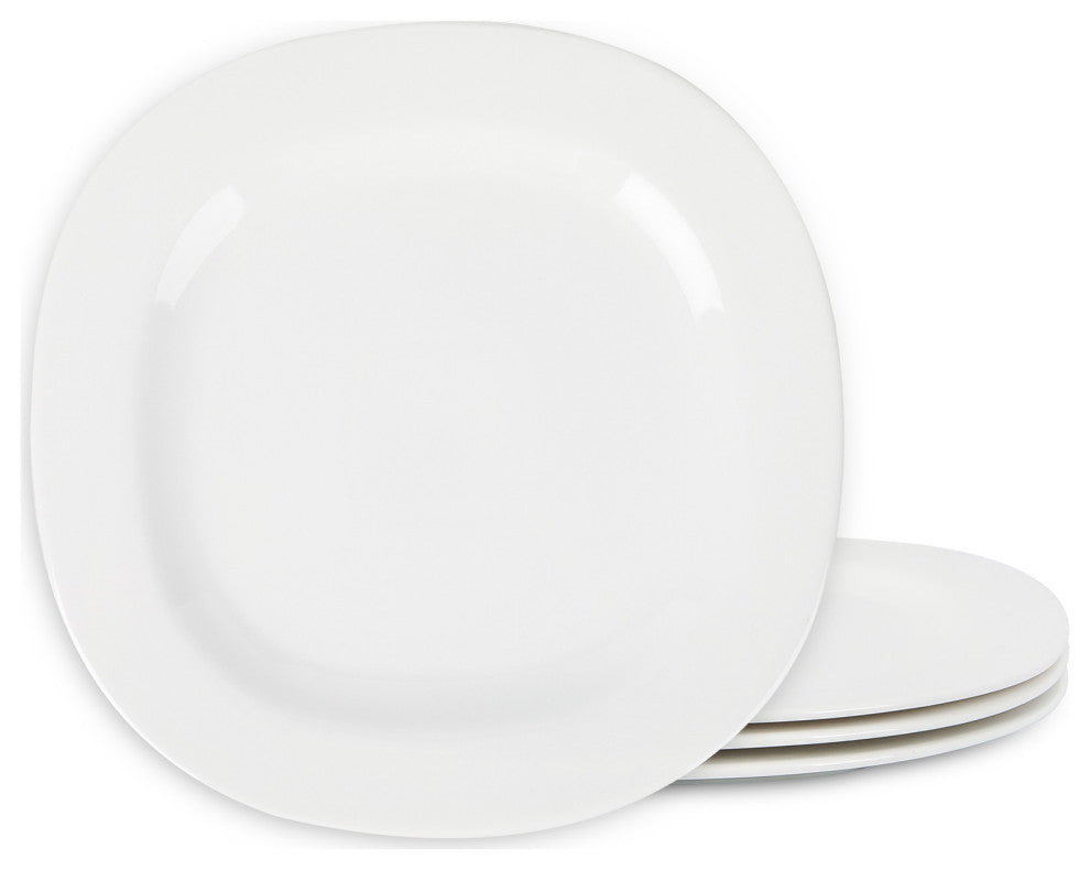 Stone Lain Quadro Porcelain Dinner Plate Set of 4, White