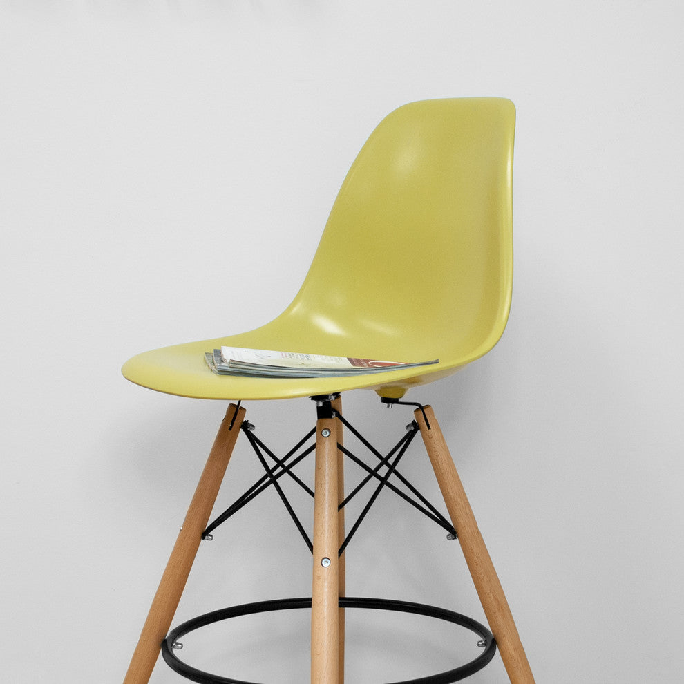 Mod Made Paris Tower Modern Barstool, Set of 2, Olive Green