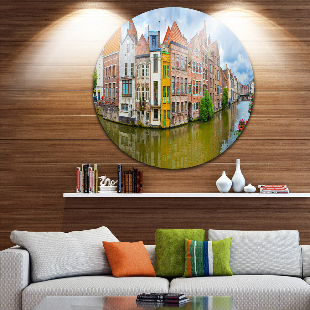 Ghent Belgium Landscape, Photography Disc Metal Wall Art, 36"