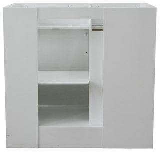 37" Single Sink Vanity, White Finish With Black Galaxy Granite