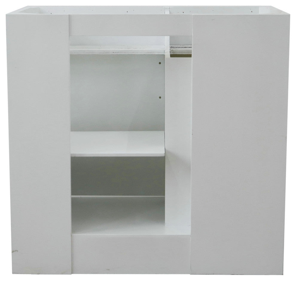 37" Single Sink Vanity, White Finish With Black Galaxy Granite