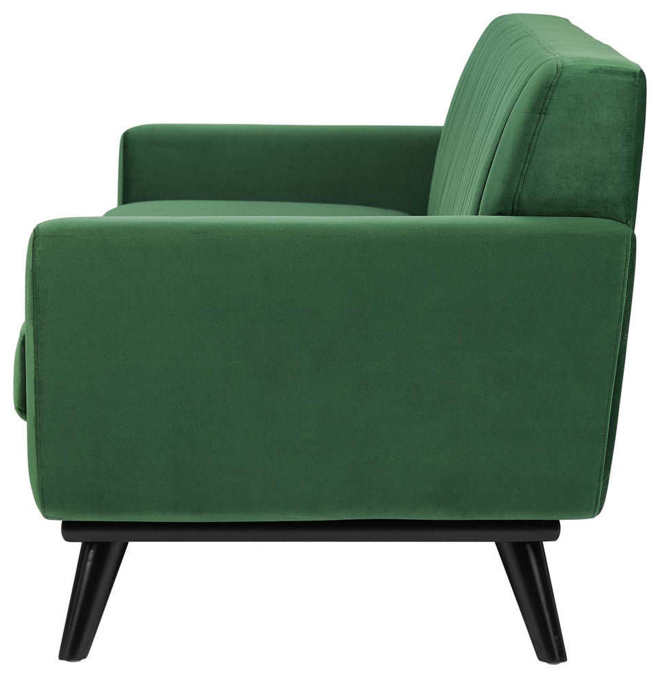 Tufted Sofa, Velvet, Green, Modern, Living Lounge Room Hotel Lobby Hospitality