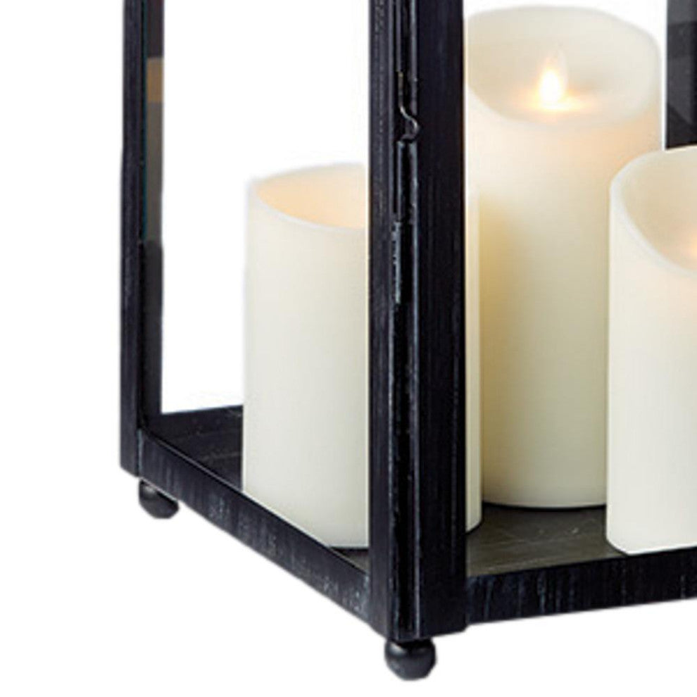 Classic Carriage Antique Style Candle Lantern Black Metal Outdoor Safe Patio