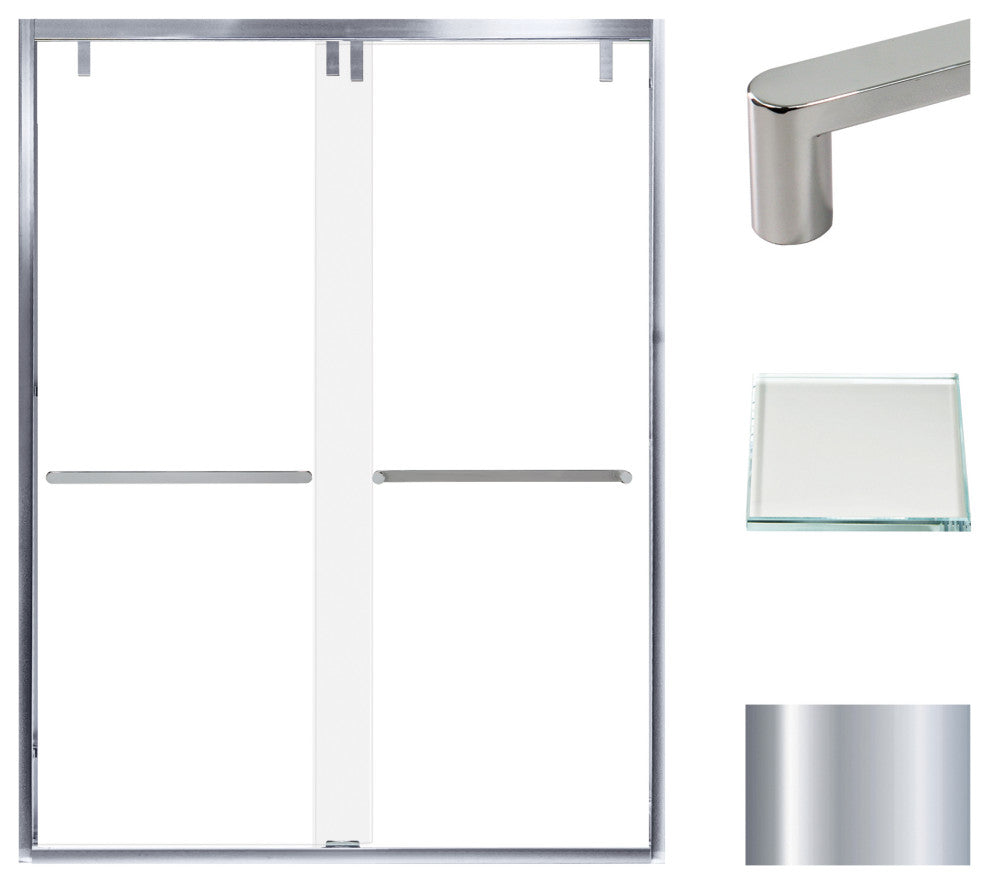 Eden 56-60" W x 80" H Shower Door, Iron Glass, Polished Chrome, Riley