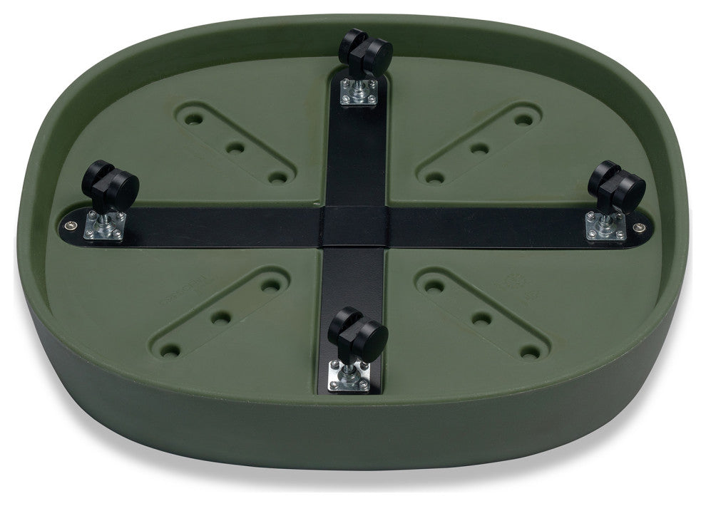 Pebble  Modern Plant Caddy with Hidden Wheels, Olive, Small