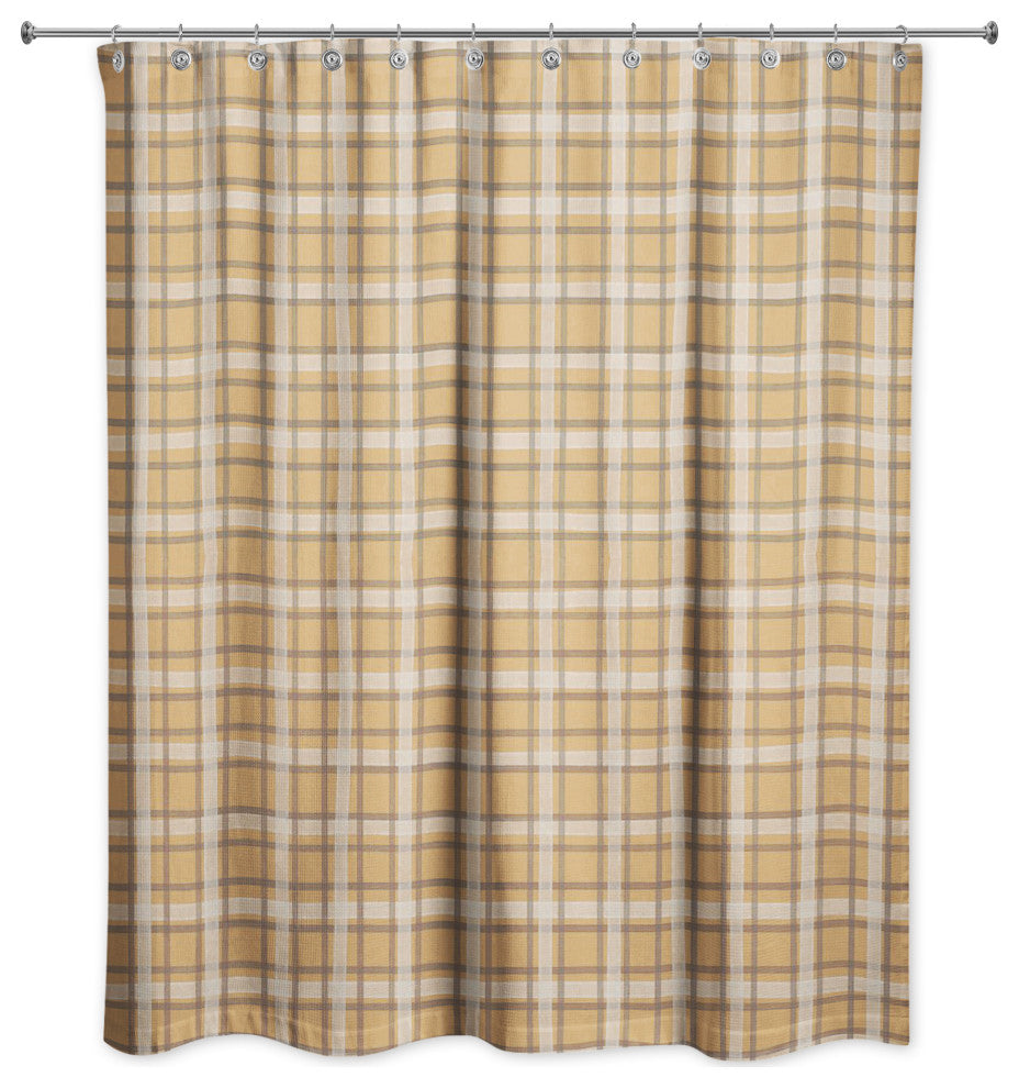 Orange Multi Plaid 71x74 Shower Curtain