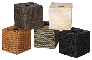 Loma Square Rattan Tissue Box Cover, Espresso