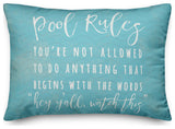 Pool Rules Waves 14x20 Spun Poly Pillow