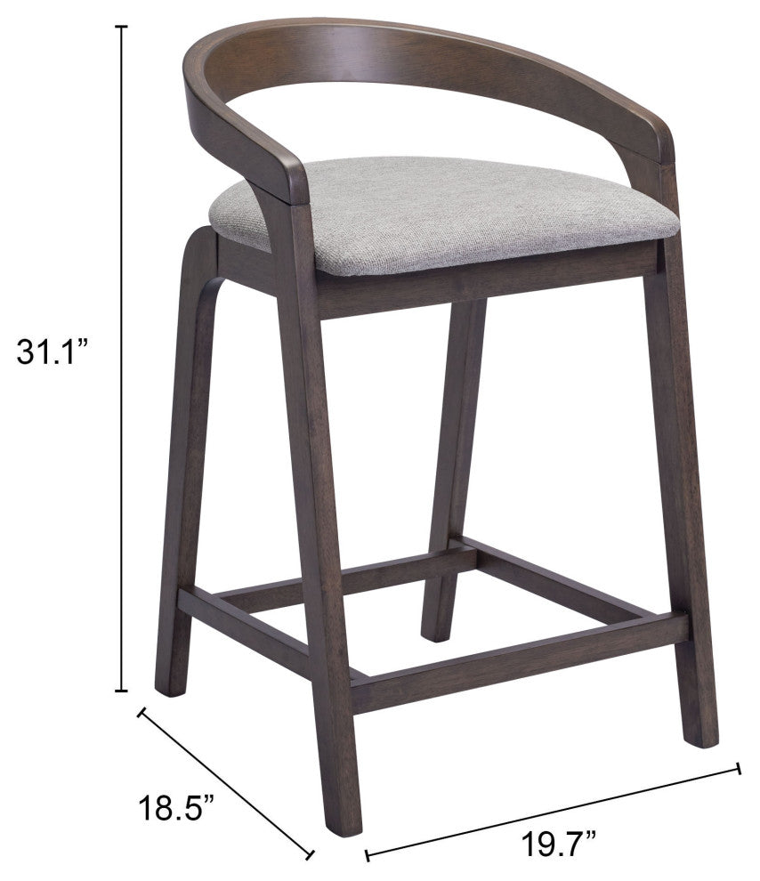 Troy Counter Stool, Set of 2 Dove Gray and Espresso