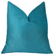 Aquamarine Velvet Turquoise Luxury Throw Pillow, 18"x18"