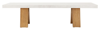 Clip Teak and Concrete Dining Table - 87" - White Outdoor Dining Table