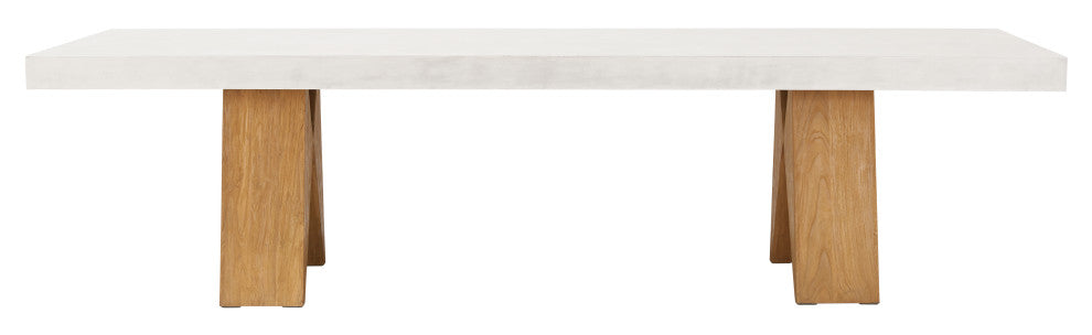 Clip Teak and Concrete Dining Table - 87" - White Outdoor Dining Table