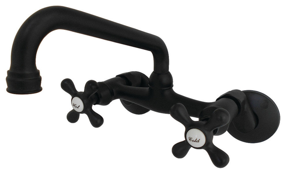 KS213X-P Adjustable Center Wall Mount Kitchen Faucet, Matte Black