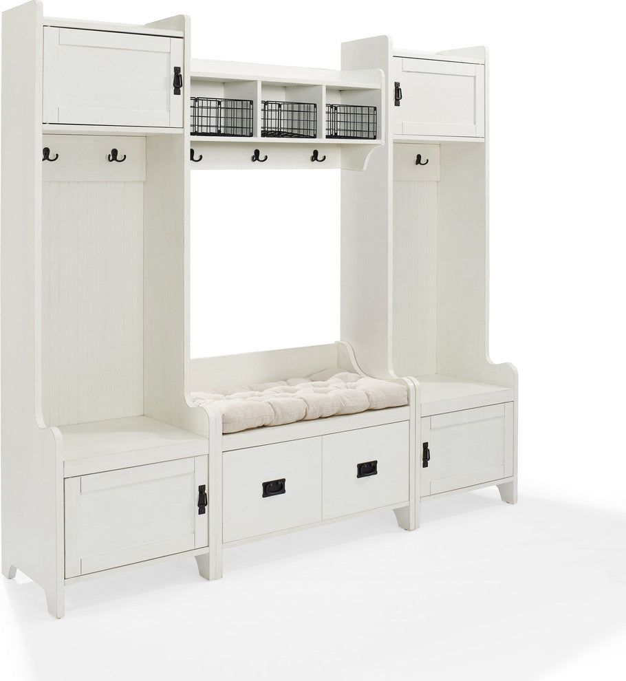 Fremont 4-Piece Entryway Kit, 2 Towers, Bench, Shelf, White