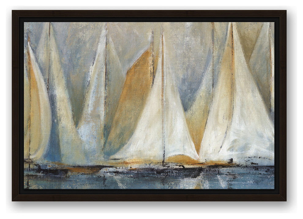 "Sailboats On Water" Canvas Wall Art, 12"x18", Framed