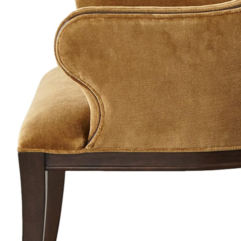 Curvy Back Dragonfly Aqua Blue Velvet Arm Chair Dark Walnut Sculpted Curved