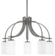 Cavella 5 Light, Downlight Chandelier, Graphite Finish, 4" White Muslin Glass