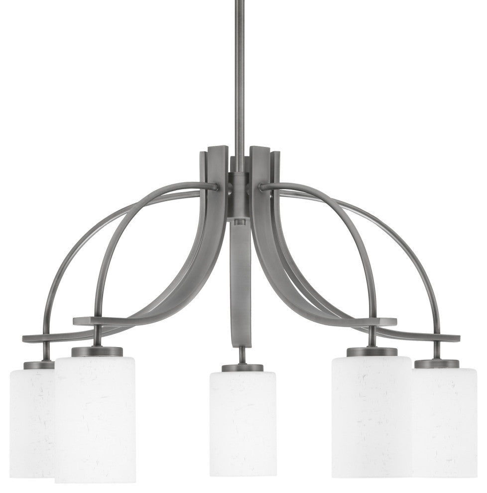 Cavella 5 Light, Downlight Chandelier, Graphite Finish, 4" White Muslin Glass