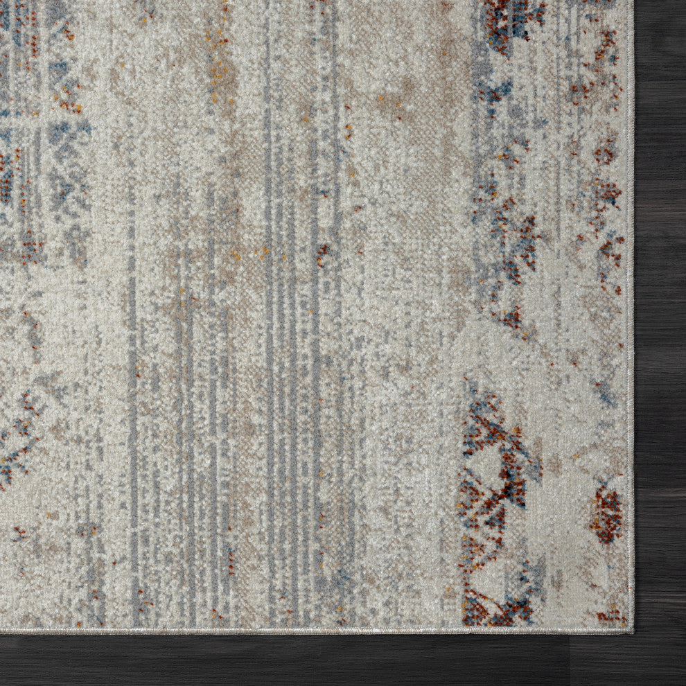 Leilani Gray/Multi Distressed Medallion Machine-Washable Area Rug, 5' x 7'
